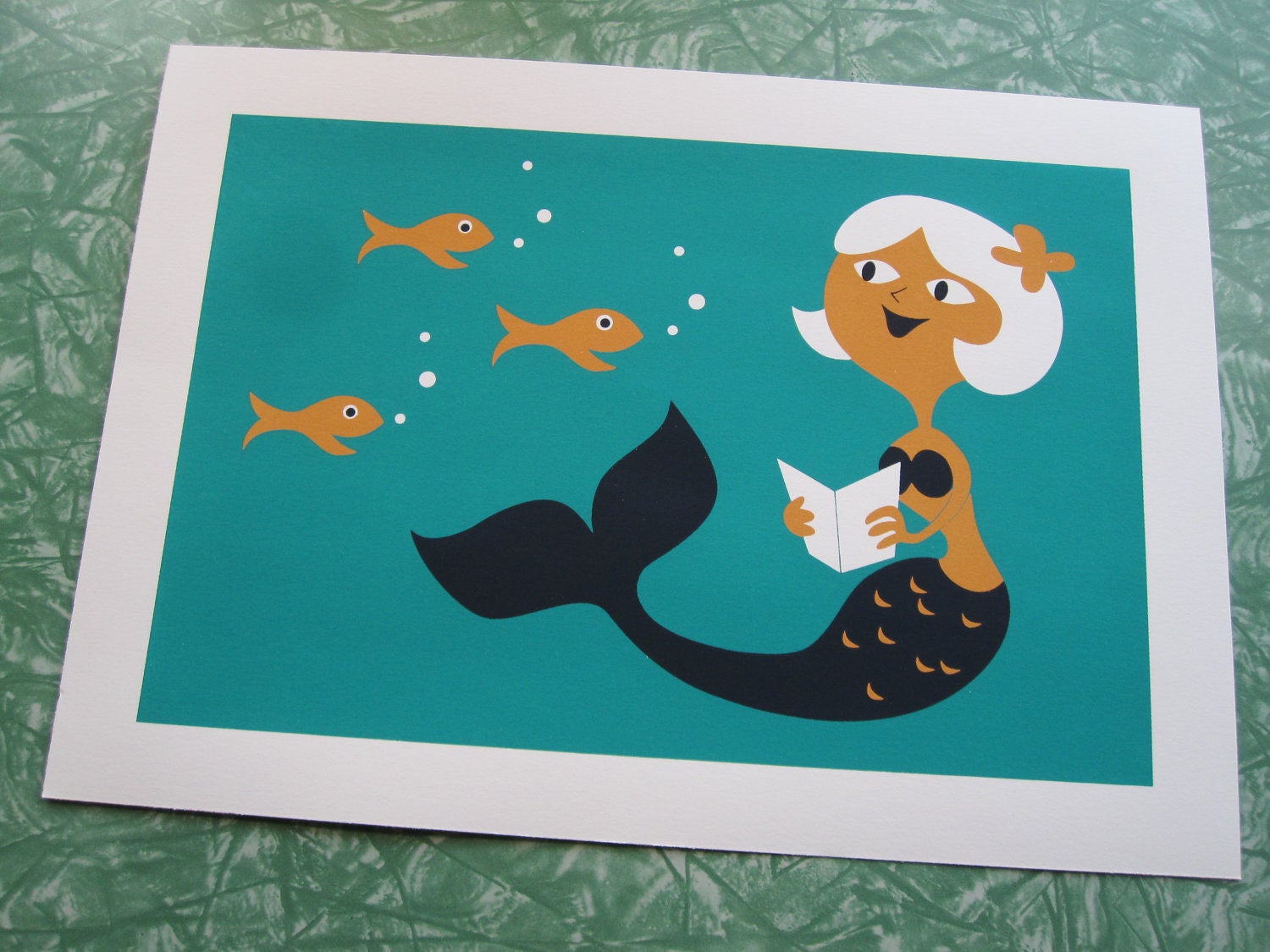 Reading Mermaid Silkscreen Print