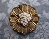 Vintage Estate - Japanese Brooch with White Cloisonne Leaf