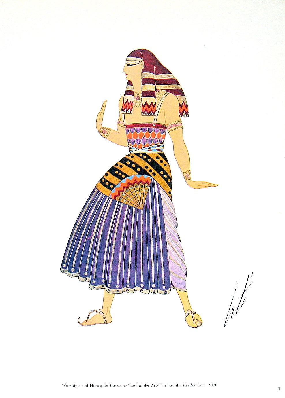 Egyptian Costume, 1919, Magi Costume, Balthazar, 1919 Erte Theatrical Costumes 2 Sided Book Plate 1979 Full Color Illustration