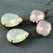 Pink Opal Earrings, White Opal Earrings, Swarovski Crystal Earrings, Bride Earrings, Wedding Earrings, Teardrop Pink White Wedding Jewelry
