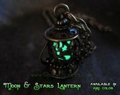 Moon and Stars Glow in the dark Lantern Necklace with pendant