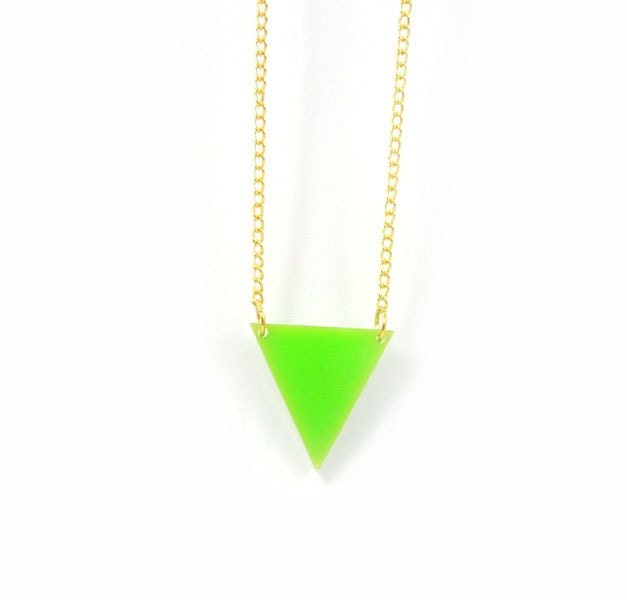 Neon Jewelry - Neon Green Triangle Necklace - Neon Necklace (N032)