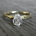 Pear White Sapphire Twig Ring in White or Yellow Gold