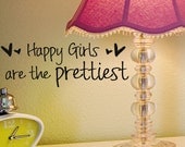 Happy Girls are the Prettiest audrey hepburn vinyl wall decal words with hearts