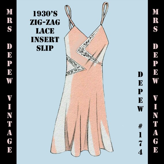1930's French Slip with Zig Zag Lace Insets