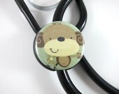 Stethoscope ID Tag Clip Charm - Snuggly Monkey