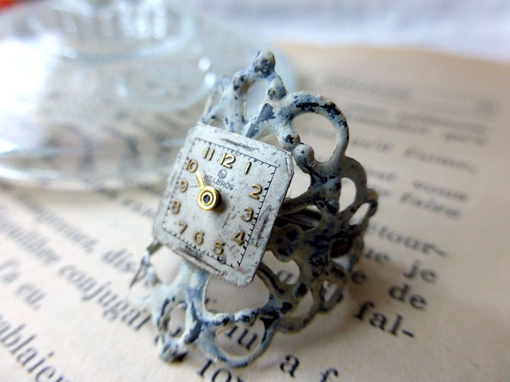 Tea Party Vintage Watch Cocktail Statement Ring