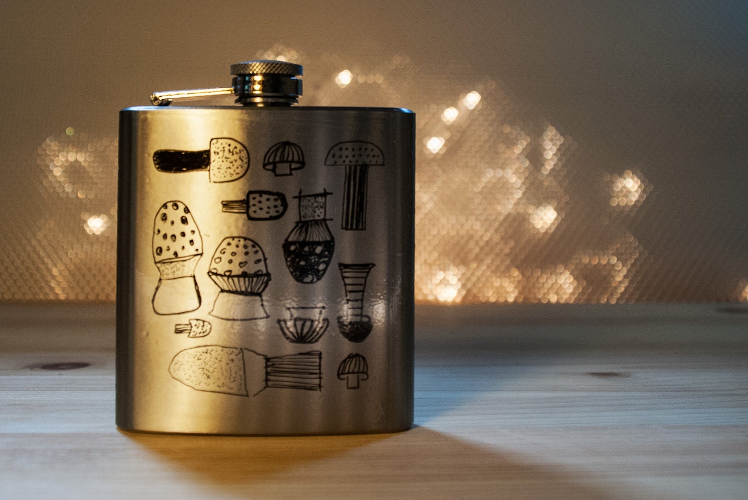 Hand Drawn Mushroom Flask