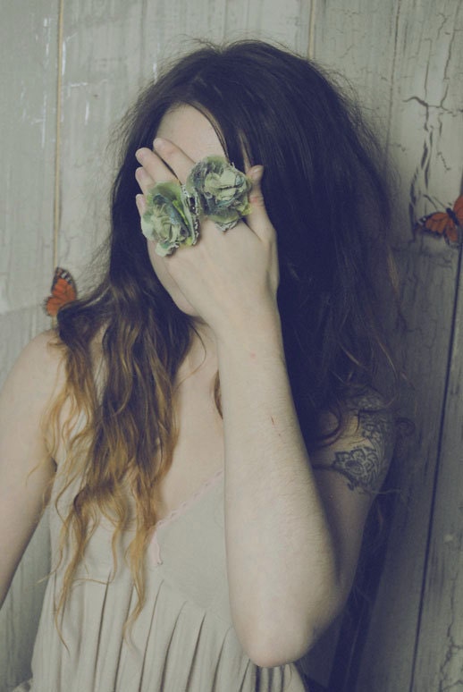 FLOWER GIRL Rings in Sea Greens Ready to Ship