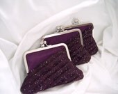 Fall Bridesmaids Clutch -- the Tulla clutch --  in aubergine satin with eggplant organza -- kiss lock clutch -- purple wedding