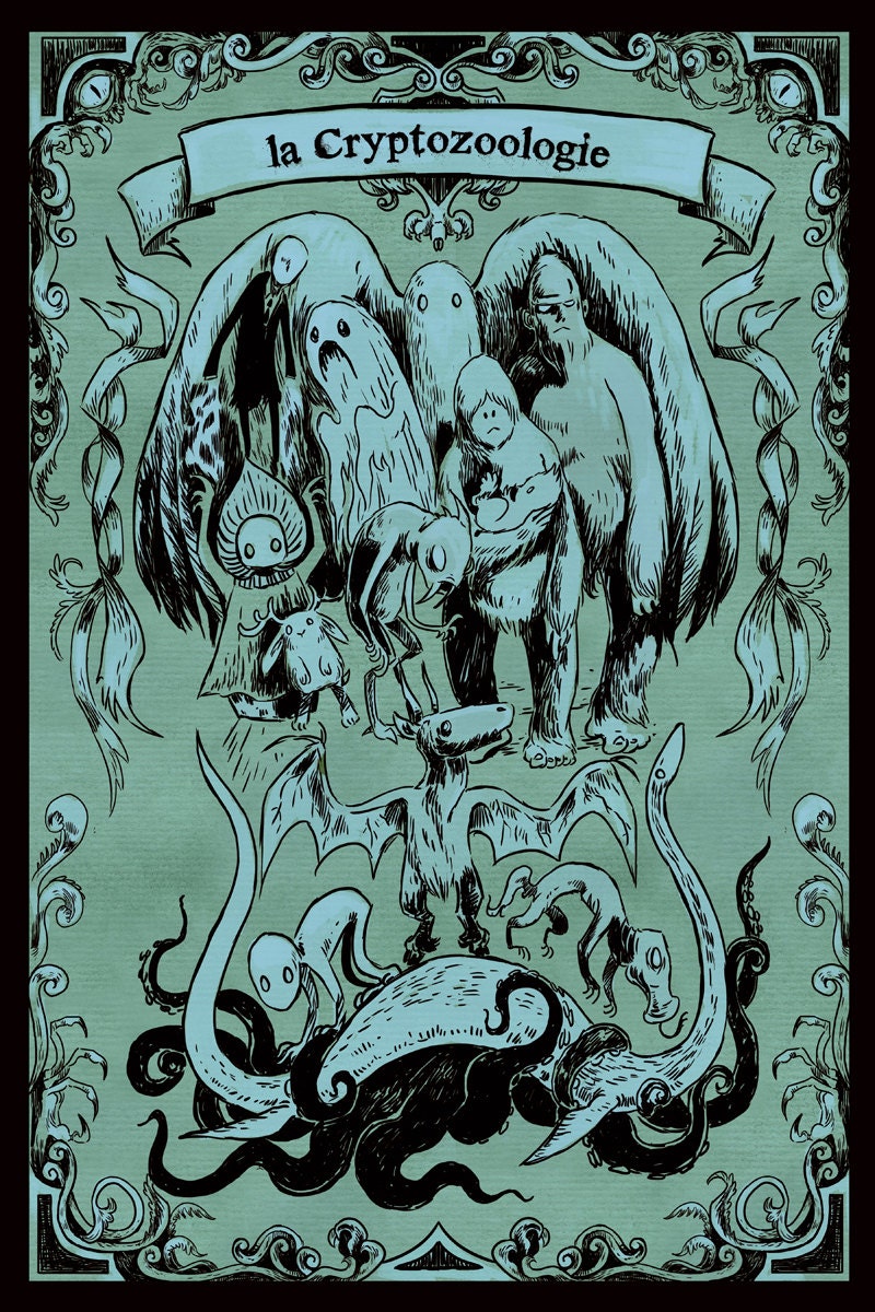 La Cryptozoologie poster in blue 12x18