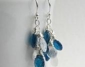 Rainbow Moonstone and Blue Apatite Earrings