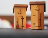 Hillbilly Country Outhouse Salt and Pepper Shakers Wooden