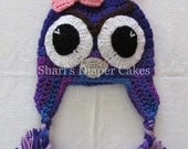 Purple Multi Lavender Crochet Owl Hat - Baby Hat - Child's Hat