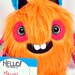 Macon the MonsterFriend unique furry monster plush orange with black and blue ears