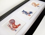 Folk Art Bird Framed Digital Woodblock Print