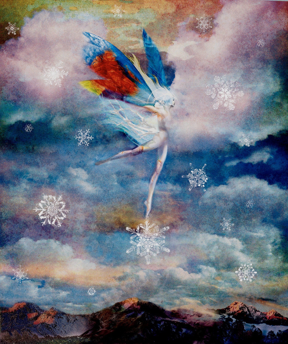 SNOW FAERIE- Fine Art Print - Winter - Visionary- Fantasy- Fairies