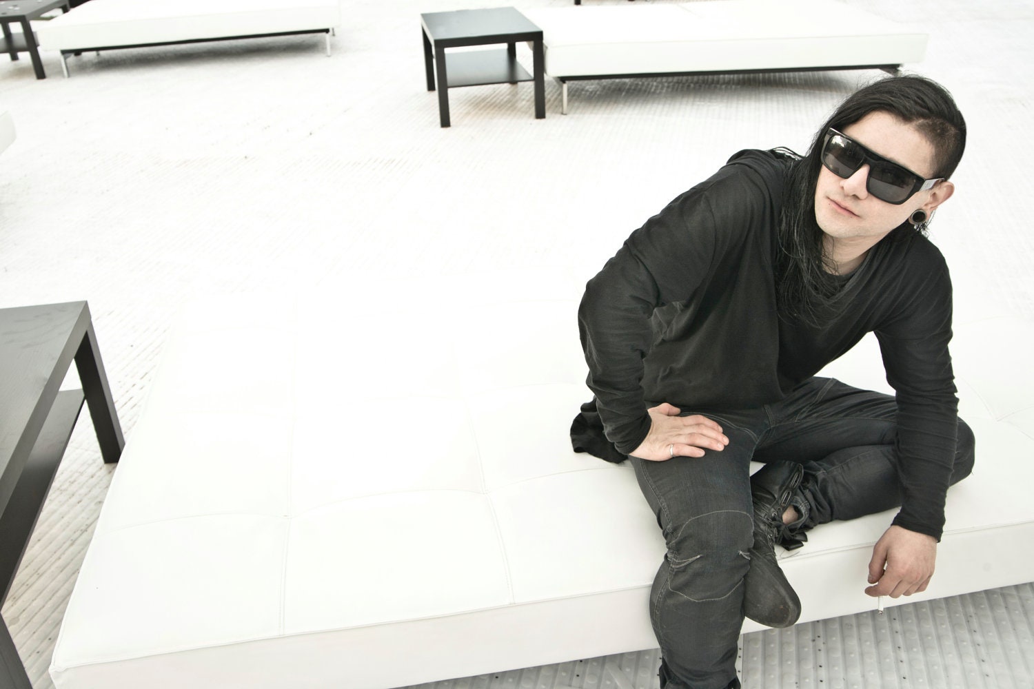 Skrillex (original art, portrait, color photography, Dubstep, DJ,12x18 print, musician)