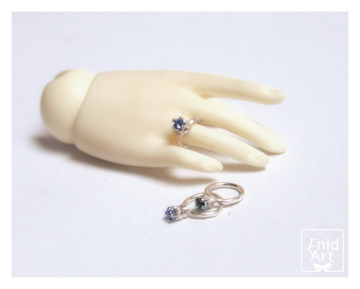 Sterling silver BJD Ring with a little zirconia Stone - custom -