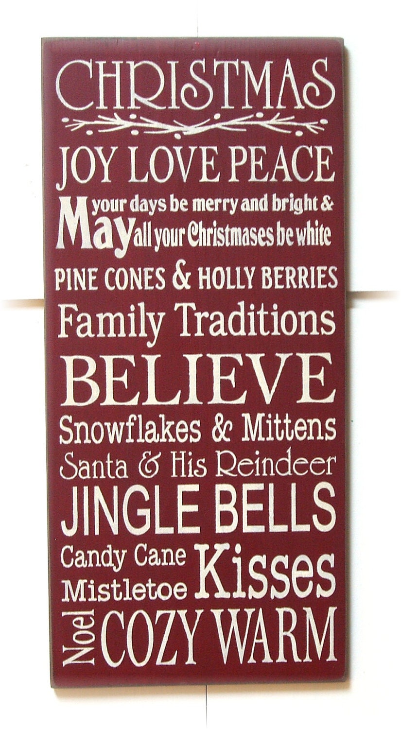 Items similar to Christmas phrases typography wood sign on Etsy