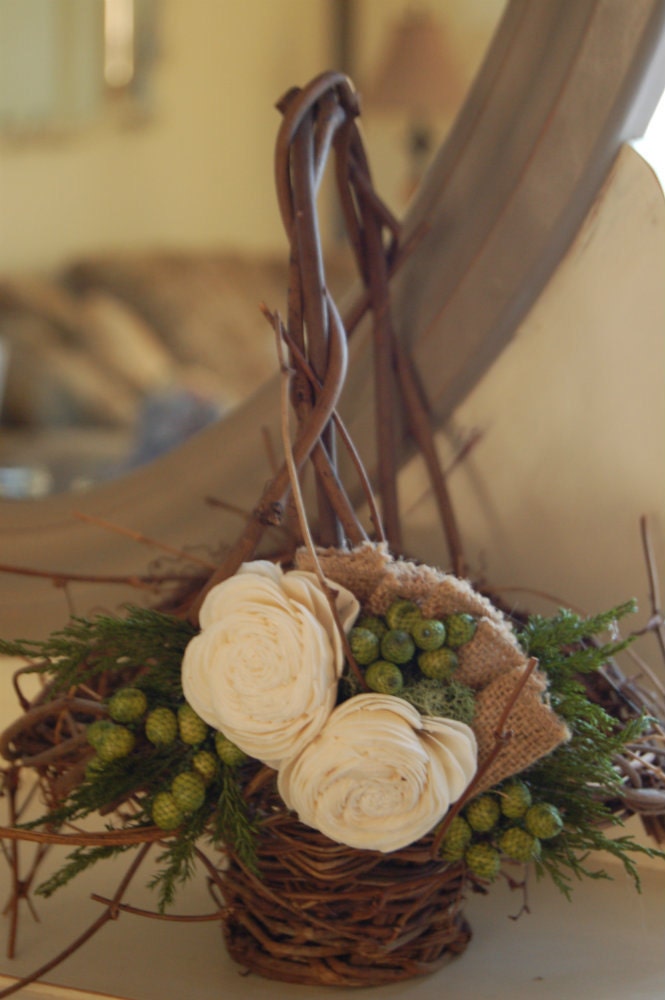 Items similar to Rustic Winter Flower Girl Basket on Etsy