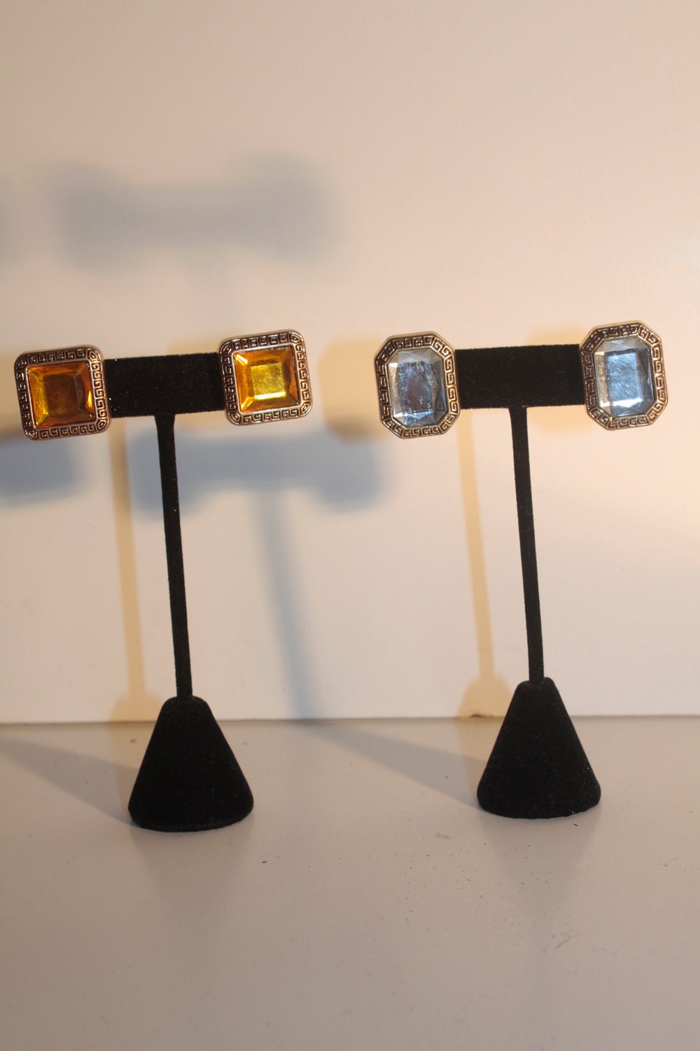 Gem stone up cycle stud earring set No.1