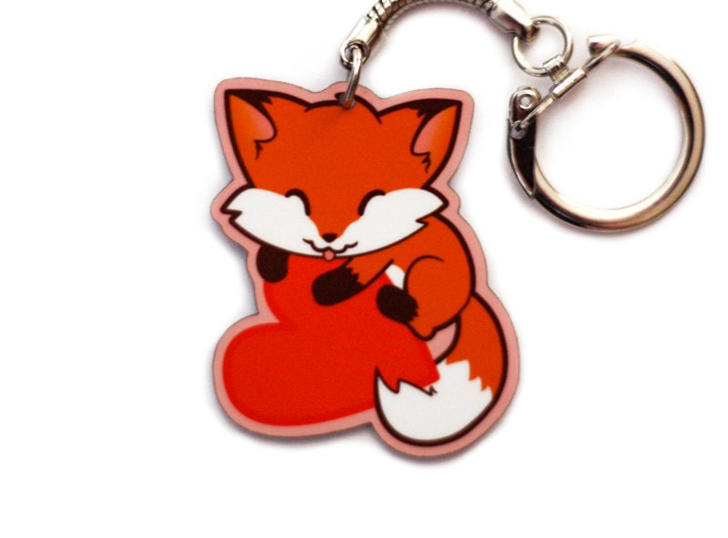Fox Heart Key Chain Charm - Foxy Love Kawaii