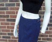 80s Shorts Navy Linen Split Skirt Size 12