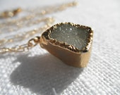 Small Gray Druzy necklace - gold necklace - gray druzy - D R U Z Y