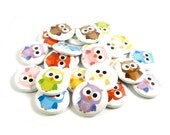 Owl Buttons - Rainbow Owl Pins - Set of 24 Pinback Buttons - Owl Party Favors