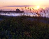 Folly Sunrise - Charleston Beach Sunset Photography South Carolina Ocean Pier Orange Yellow Purple Pink Black Art Print - 8x10 Photograph