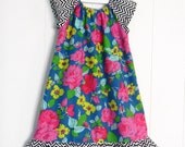 Bright Like Betsey Johnson / Flowers and Chevron Girls Dress / 6 months,12 months, 2t, 3t, 4t, 5t, 6y by PerryFinalia