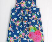 REVERSIBLE Modern Girls Jumper / Vintage Table Cloth Inspired Florals / Pocket / 6 months, 12 months, 2t, 3t, 4t, 5t, 6y by PerryFinalia