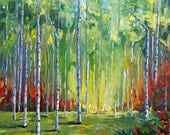 PRINT of oil painting Autumn Trees Impressionist LANDSCAPE Trees Birch Fall Colors Autumn foliage