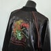 Mens Jacket Black Satin Apache Helicopter USA Military Design Track Jacket 80s Embroidered Coat Mens XL