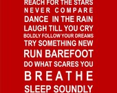 A5 unframed print Sing on Mountains- Red-typography bus scroll poster