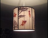 Fish Carousel pendant lamp shade lampshade - zen decor, drum lamp shade, white pendant light, unique lighting, modern decor