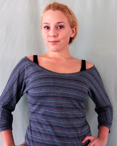Slouchy dolman top blue striped