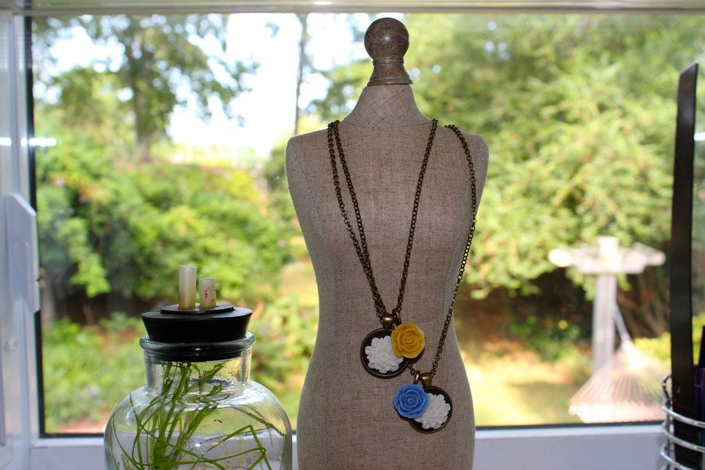 Double Flower Necklace. Romantic. Vintage. Bridal. Chic. Anthropologie.