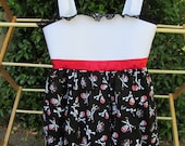 Pirate dress up apron girls pretty red black and white