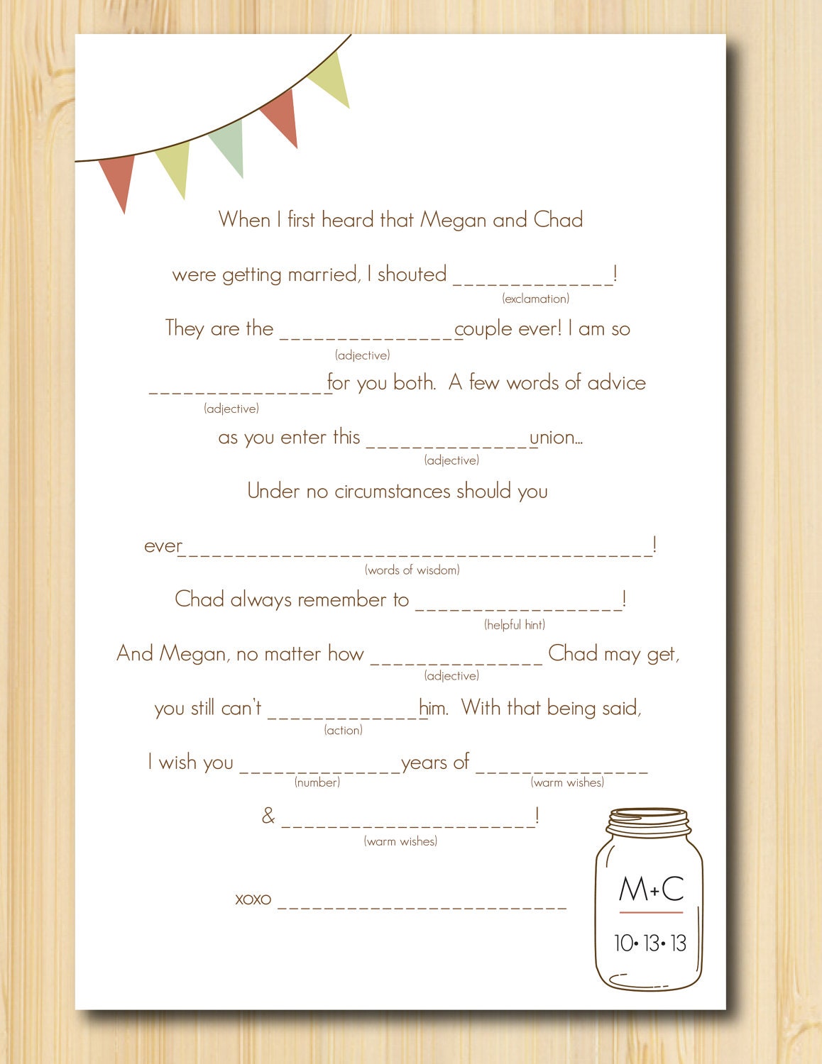 Wedding Mad Libs Pack of 25