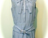 Vintage 1920s Blue Silk Detailed Flapper Dress with Jacket M L -on sale