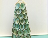 Beach Decor Seashell Tree with Aqua Shells and Starfish