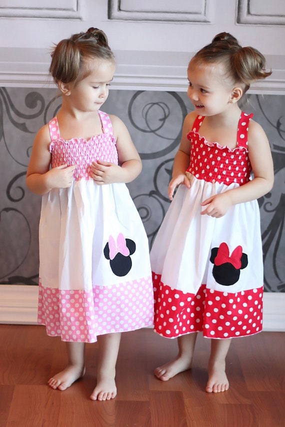 Custom Boutique girls Minnie Mouse dress red or pink Size 18 months to 12