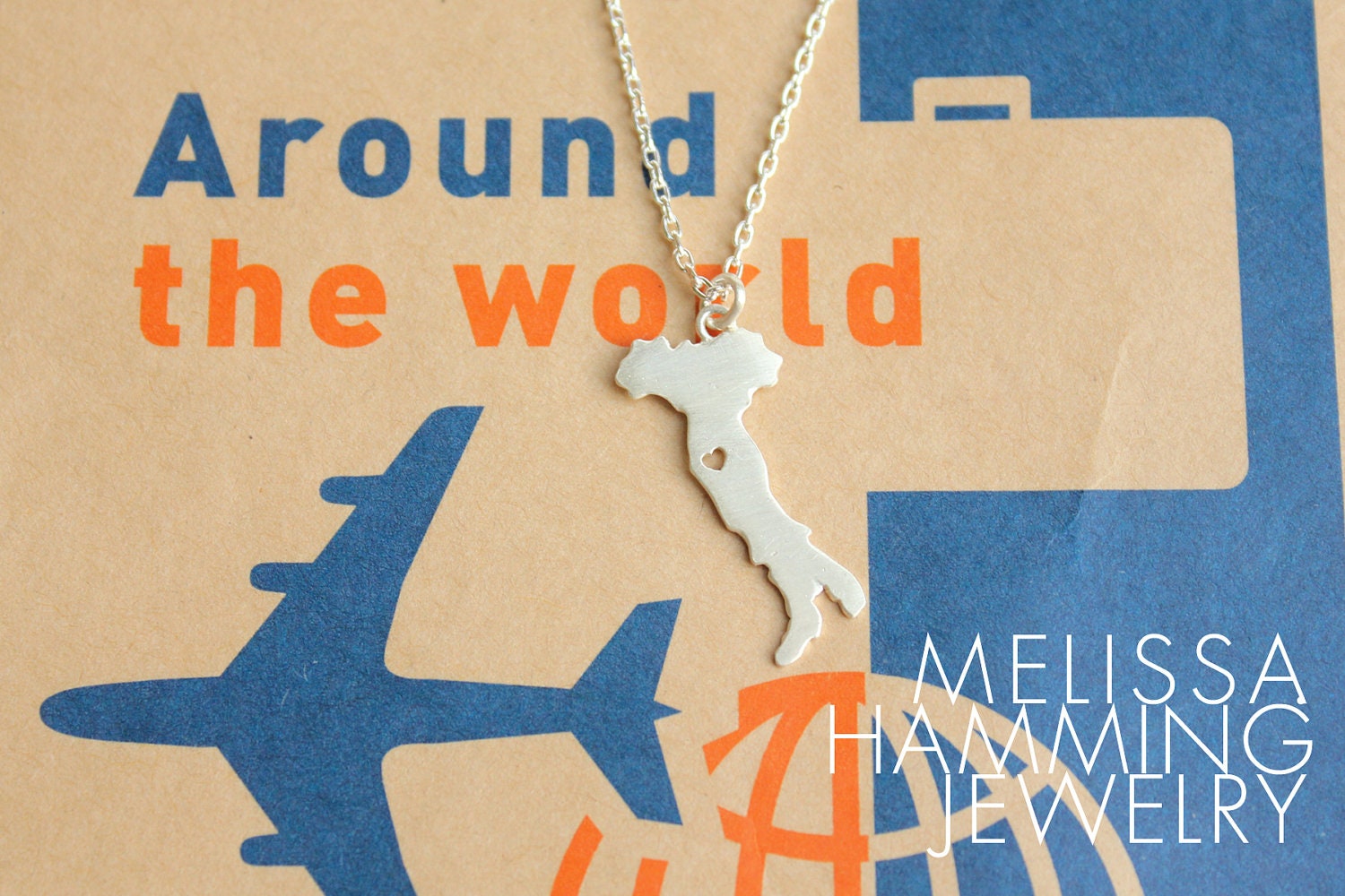 Italy Necklace // Sterling Silver // Great Gift // State, Country, Continent, and Anywhere You Love // Italy Pendant Italy Charm