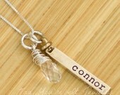 Personalized Name Necklace Gold Color Swivel Bar Custom Hand Stamped