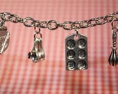 CUPCAKE Pan Bracelet - Tiny Measuring Spoons - WHISK - Pie - MIXER