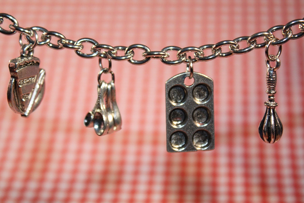 CUPCAKE Pan Bracelet - Tiny Measuring Spoons - WHISK - Pie - MIXER