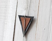 Leather reversed triangle necklace - camel & black