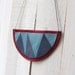 Necklace in leather with geometric shape - blue & dark red